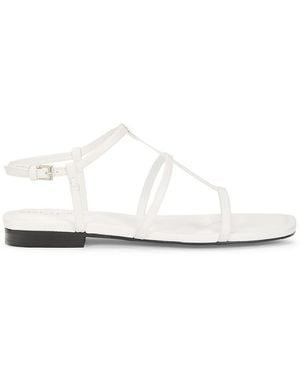 Marc Fisher Marris T-Strap Flat Sandals - White