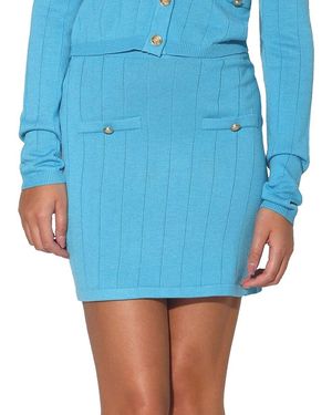 Walter Baker Leah Ribbed Pencil Mini Skirt - Blue