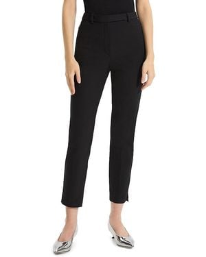 Theory High-Ride Cotton-Blend Tapered Trousers - Black