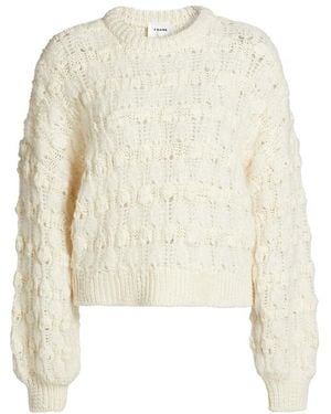 FRAME Popcorn Wool-Blend Knit Crewneck Jumper - White