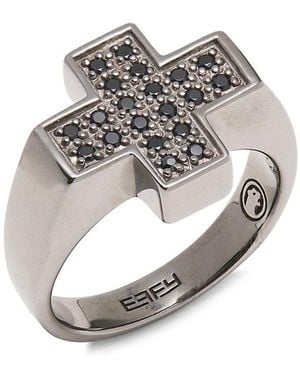 Effy Sterling & Spinel Cross Signet Ring - Grey
