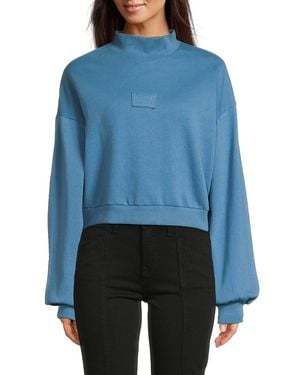 ELEVEN PARIS Mock Turtleneck Cropped Sweatshirt - Blue