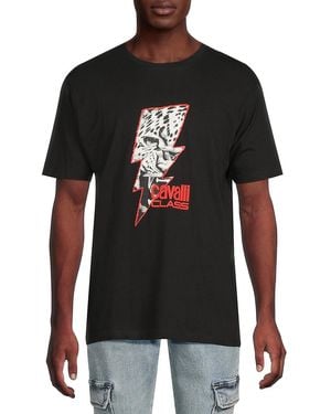 Cavalli Class by Roberto Cavalli Graphic Cotton T-Shirt - Black