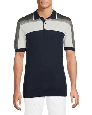 Luchiano Visconti Colorblocked Polo Shirt - Blue