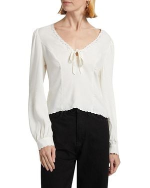 Reformation Vivia Scalloped Bow Top - White