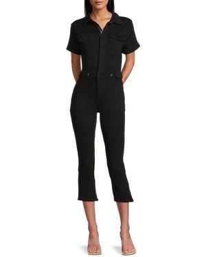 GOOD AMERICAN Cropped Utility Denim Jumpsuit - Black