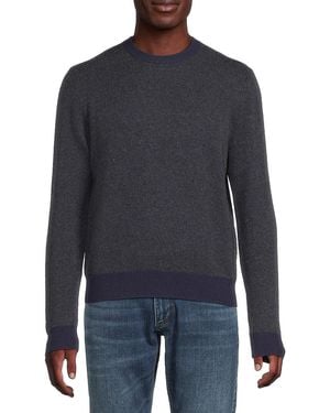 Saks Fifth Avenue 100% Cashmere Birdseye Crewneck Sweater - Blue