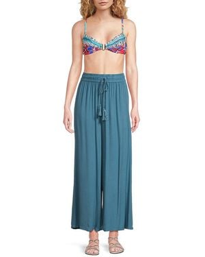 La Moda Clothing Solid Drawstring Cover-Up Pants - Blue