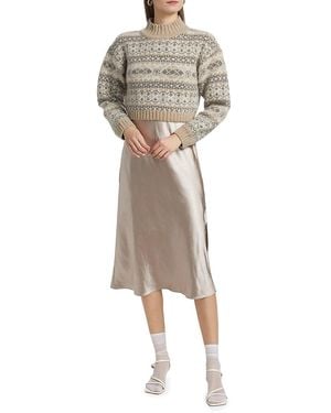 DH New York Lou Jumper & Satin Midi-Dress Set - Natural