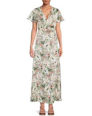 Subtle Luxury Floral Maxi Wrap Cover-Up Dress - Metallic
