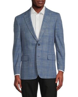 Saks Fifth Avenue Windowpane Check Tailored-Fit Blazer - Blue