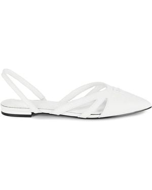 DKNY Verity Logo Leather Slingback Flat Mules - White