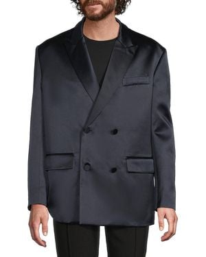 Valentino Double-breasted Silk Sport Coat - Black