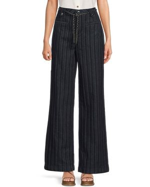 Karl Lagerfeld Pinstripe Wide-Leg Jeans - Black