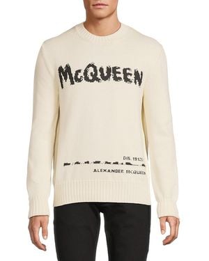 McQueen Logo Cotton Crewneck Jumper - Natural