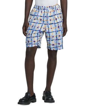 Marni Paintstroke Floral Silk Shorts - Blue