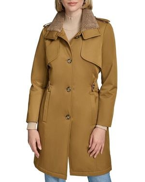 Andrew Marc Teagan Faux Shearling Single-Breasted Trench Coat - Natural