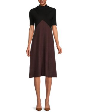 DKNY Colourblock Mock Turtleneck Midi-Dress - Red