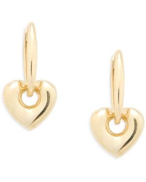 Saks Fifth Avenue 14K Heart Hoop Earrings - Metallic