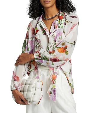 Kobi Halperin Galen Floral Tie-Neck Blouse - White