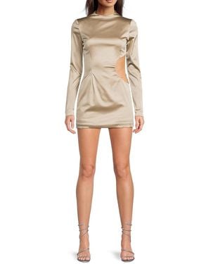 LAQUAN SMITH Cut-Out Satin Minidress - Natural