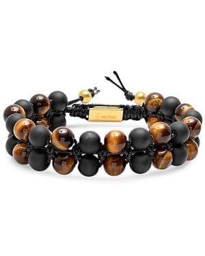 Anthony Jacobs 18K Goldplated, Tiger Eye & Lava Beaded Bracelet - Black