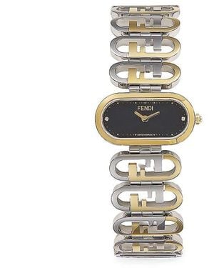 Fendi O'Lock Two-Tone Stainless Steel & 0.03 Tcw Diamond Bracelet Watch/28Mm - White