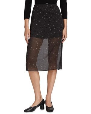 Vince Dot Sheer Silk-Blend Midi-Skirt - Black