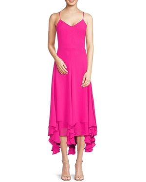 Amanda Uprichard Clemenza High-Low Rufled Maxi Dress - Pink