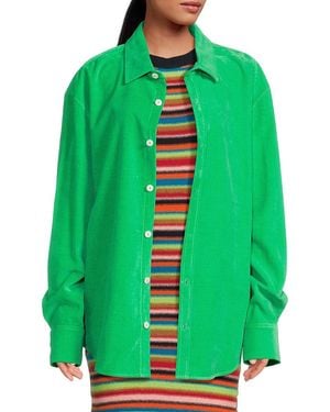 The Elder Statesman Cotton Velvet Work Shirt - Green