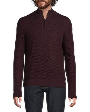 Bruno Magli Quarter Zip Merino Wool Jumper - Purple