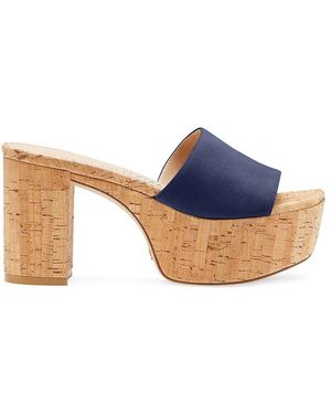 Stuart Weitzman 95Mm Leather Platform Sandals - Blue