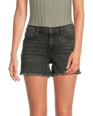 Hudson Jeans Gracie Frayed Stretch-Denim Shorts - Green