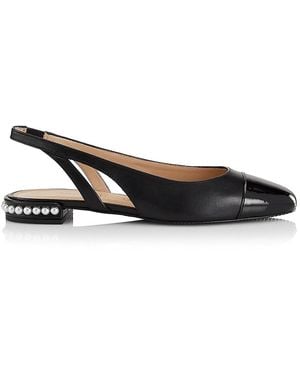 Stuart Weitzman Pearl 20Mm Imitation-Accent Leather Slingback Flats - Black