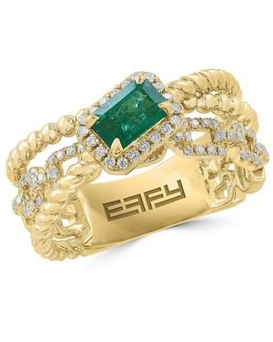 Effy 14k Yellow Gold, Emerald & Diamond Ring - Metallic