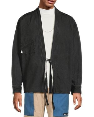 Ambush Cotton Front-Tie Denim Jacket - Black