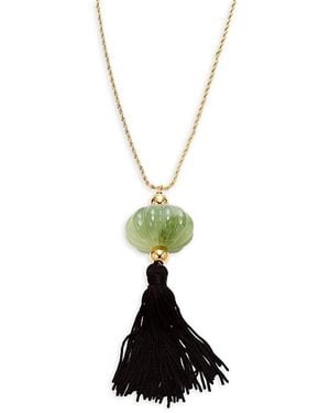 Kenneth Jay Lane 22K Electroplated Silk Tassel Necklace - White