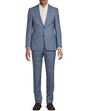 Saks Fifth Avenue Wool-Blend Regular-Fit Suit - Blue
