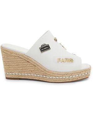 Karl Lagerfeld Corissa 100Mm Icon Wedge-Heel Espadrilles - White