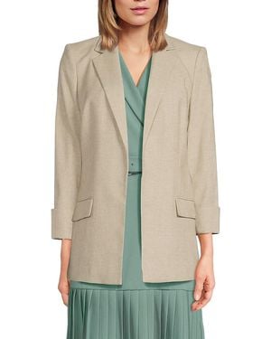 Calvin Klein Notch Lapel Open Front Blazer - Natural