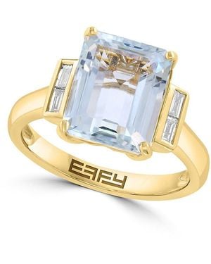 Effy 14K, Aquamarine & Diamond Ring - Metallic