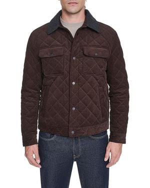 Cole Haan Diamond Quilted Corduroy Trucker Jacket - Brown
