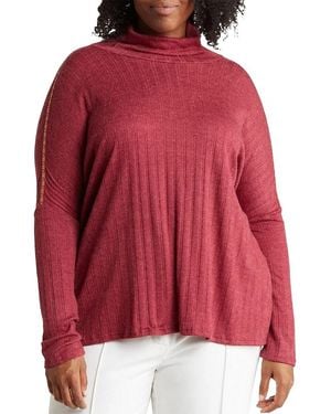 Baea Plus Pointelle Turtleneck Sweater - Blue