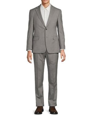 Saks Fifth Avenue Wool-Blend Prince Of Wales Plaid Suit - Grey