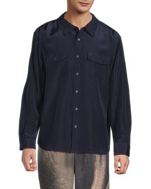 Jonathan Simkhai Niall Relaxed Button-Front Shirt - Blue