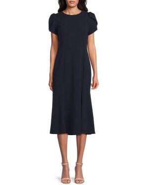 Calvin Klein Short-Sleeve Crepe Midi-Dress - Blue