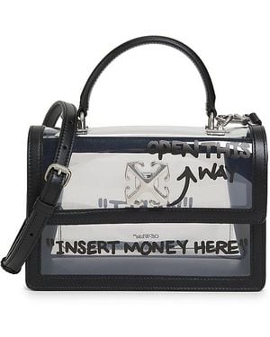 Off-White c/o Virgil Abloh Jitney 1.4 Transparent Pvc & Leather Top Handle Bag - Black