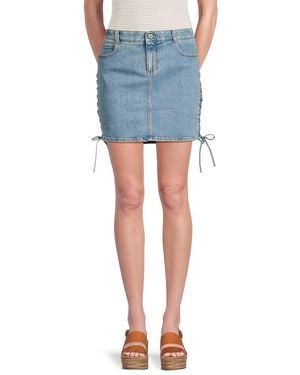 Stella McCartney Drawstring-Side Denim Miniskirt - Blue