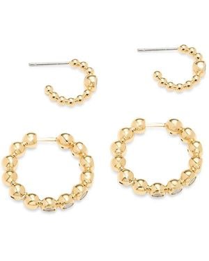 Adriana Orsini Set Of 2 18K Goldplated Double Ball Hoop Earrings - Metallic