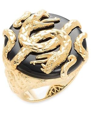 Effy 14K Goldplated Sterling & Onyx Snake Ring - Metallic